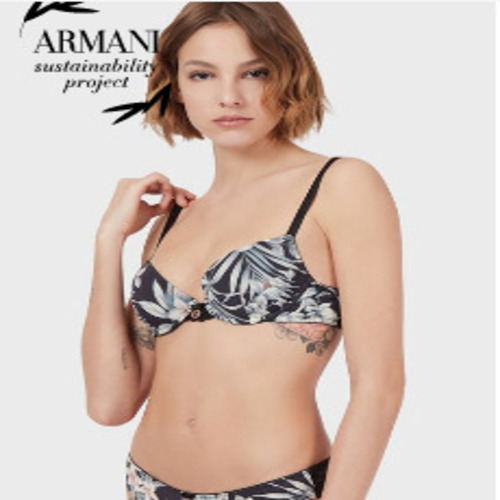 EMPORIO ARMANI DONNA. REGGISENO PUSH UP COLORE BLU NAVY CON FANTASIA  FLOREALE