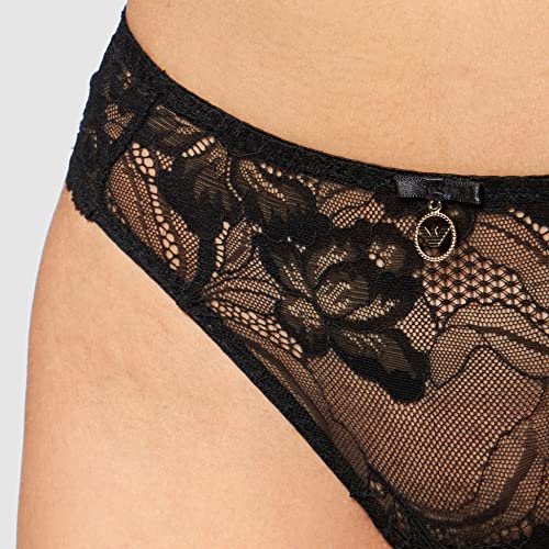 EMPORIO ARMANI DONNA SLIP BRASILIANO IN PIZZO NERO.