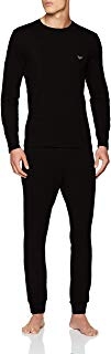 EMPORIO ARMANI MANN-PYJAMAS KOMPLETTES HEMD UND LANGE SCHWARZE HOSEN INTIMO E PIGIAMI UOMO