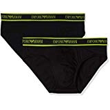 EMPORIO ARMANI MAN. SLIP BI-PACK SCHWARZ UND SCHWARZ FARBIGES LOGO AUF ELASTISCHER TAILLE INTIMO E PIGIAMI UOMO