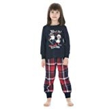 GLÜCKLICHES LEUTE-PYJAMAS-SCHÄTZCHEN. IN HEISSER BLAUER BAUMWOLLE MIT SCHACHHOSEN PIGIAMI BAMBINI & RAGAZZI