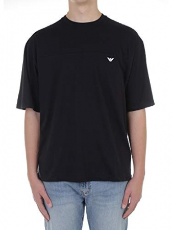 EMPORIO ARMANI UOMO TEE SHIRT NERA MANICA CORTA CON MEGA LOGO SULLA SCHIENA ABBIGLIAMENTO UOMO E UNDERWEAR