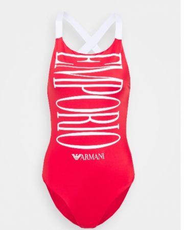 EMPORIO ARMANI WOMAN. ONE PIECE OLYMPIC SWIMSUIT, RED AND WHITE COLOR COSTUMI & MARE DONNA