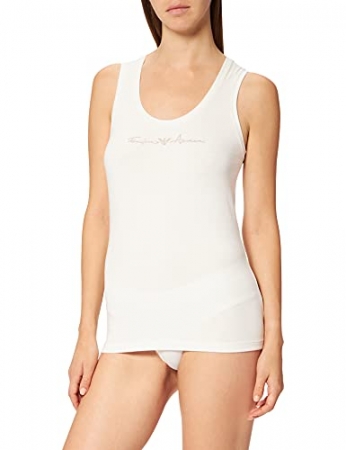 EMPORIO ARMANI WOMAN. WIDE SHOULDER TANK IN SNOW COLOR COTTON INTIMO E PIGIAMI DONNA