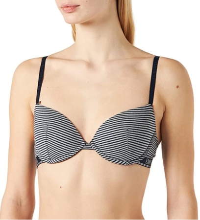 EMPORIO ARMANI WOMAN PUSH-UP BRA WITH GRAY / BLUE STRIPED UNDERWIRE INTIMO E PIGIAMI DONNA