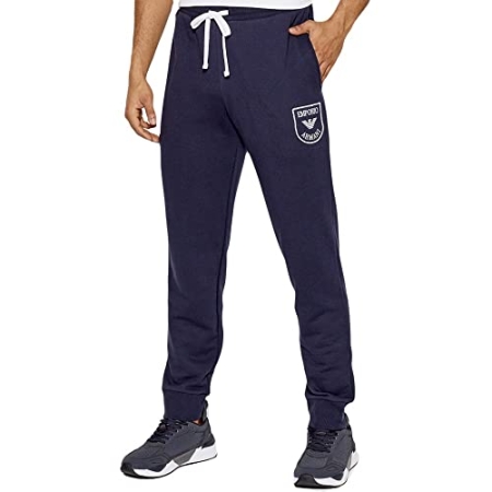 EMPORIO ARMANI UOMO. PANTALONE TUTA SPORTIVO IN COTONE COLORE BLU ABBIGLIAMENTO UOMO E UNDERWEAR