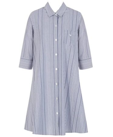 EMPORIO ARMANI DONNA.VESTAGLIA CON MANICA A 3/4  RIGATA BIANCO E INDACO INTIMO E PIGIAMI DONNA