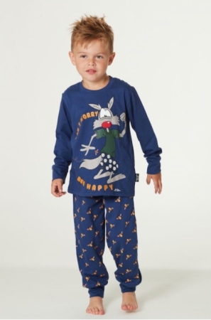 ENFANT DE GENS HEUREUX. PYJAMA EN JERSEY MANCHES LONGUES ET PANTALON LONG, SÉRIE BEE BLEU MARINE PIGIAMI BAMBINI & RAGAZZI