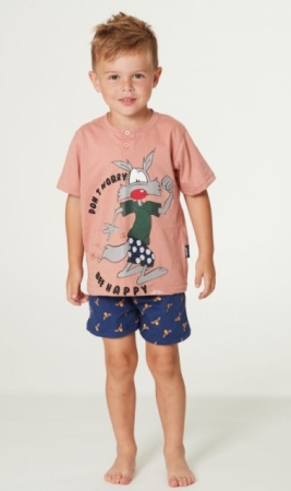 HAPPY PEOPLE BIMBO PIGIAMA MANICA CORTA,  PANTALONE CORTO , SERIE BEE COLORE   BLU  NAVY- ROSA SALMONE PIGIAMI BAMBINI & RAGAZZI