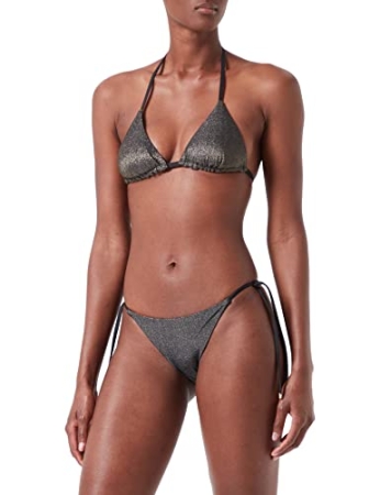 Emporio Armani Donna. Kostümmeer und Schwimmbad, Bikini gepolstertes Dreieck in Lurex, schwarze Farbe. COSTUMI & MARE DONNA