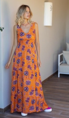 KARAKORUM  VESTITO LUNGO  IDRIS ARANCIO ABBIGLIAMENTO DONNA