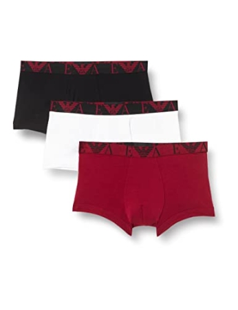 PACK DE TRIPLE BÓXER DE HOMBRE EMPORIO ARMANI COLOR NEGRO-AMARANTO-BLANCO INTIMO E PIGIAMI UOMO