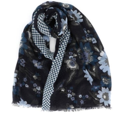 KARAKORUM WOMAN SCARF PIPER MODEL BLUE COLOR WITH PRINT PORTAFOGLI, FOULARDES, BEAUTYCASE, ACCESSORI E BORSE DONNA