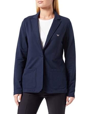 EMPORIO ARMANI DONNA GIACCA IN FELPA CON LOGO, COLORE BLU NAVY ABBIGLIAMENTO DONNA