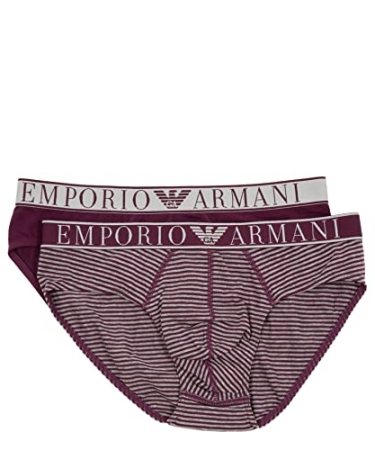 BI-PACK CALZONCILLOS DE HOMBRE EMPORIO ARMANI CON RAYAS GRIS Y BURDEOS INTIMO E PIGIAMI UOMO