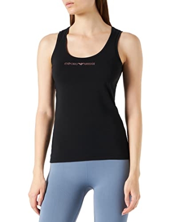 EMPORIO ARMANI CAMISETA DE TIRANTES DE MUJER CON HOMBRO ANCHO COLOR NEGRO INTIMO E PIGIAMI DONNA