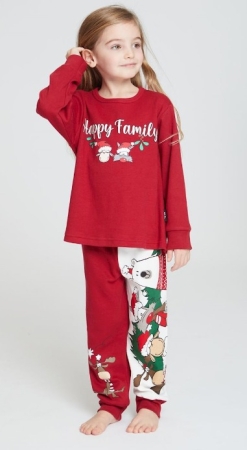 PYJAMA FILLE COL ROND HAPPY PEOPLE - NOËL - ROUGE PIGIAMI BAMBINI & RAGAZZI