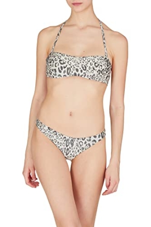 EMPORIO ARMANI WOMEN'S SWIMSUIT BAND BIKINI, ANIMALIER COLOR LUREX FABRIC COSTUMI & MARE DONNA