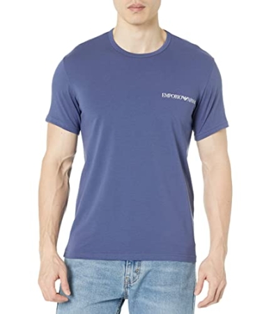 EMPORIO ARMANI MAN. BI-PACK T-SHIRT WITH CREW NECK AND SHORT SLEEVE COLOR BLUE AND DENIM INTIMO E PIGIAMI UOMO