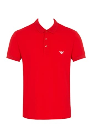 POLO DE HOMBRE EMPORIO ARMANI MANGA CORTA COLOR ROJO CON LOGO BORDADO DELANTERO IZQUIERDO ABBIGLIAMENTO UOMO E UNDERWEAR