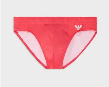 EMPORIO ARMANI MEN'S SWIMSUIT BRIEFS IN MICROFIBRE -CORAL- WITH EMBROIDERED EAGLE COSTUMI MARE UOMO