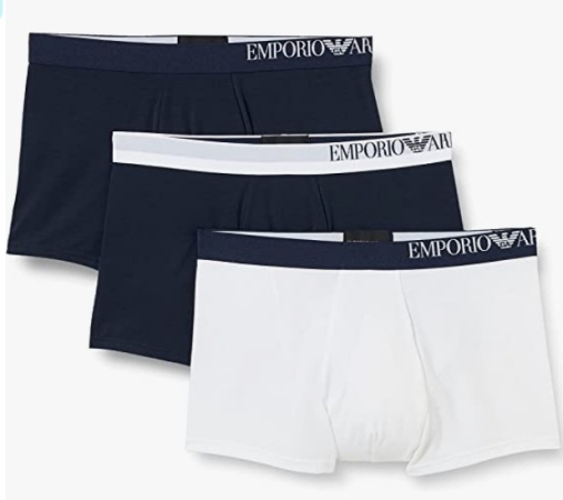 EMPORIO ARMANI UOMO BOXER TRI-PASCK COLORE BLU, BIANCO, BLU INTIMO E PIGIAMI UOMO