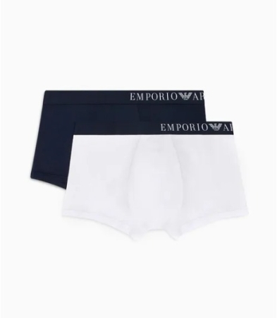 EMPORIO ARMANI UOMO BOXER BI-PACK IN ECO-VISCOSA SOFT TOUCH COLORE BIANCO E BLU INTIMO E PIGIAMI UOMO