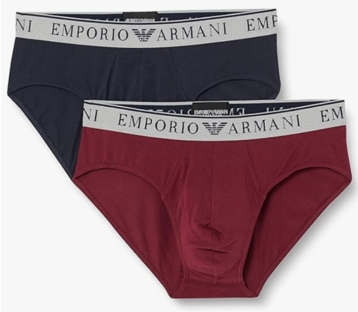 EMPORIO ARMANI UOMO SLIP BI-PACK CON ELSTICO LOGATO IN VITA COLORE  BURGUNDY E MARINE INTIMO E PIGIAMI UOMO