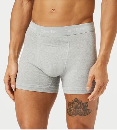 CALVIN KLEIN HERREN-TRI-PACK-BAUMWOLL-STRETCH-BRIEF FARBE GRAU-GRAU-GRAU. INTIMO E PIGIAMI UOMO