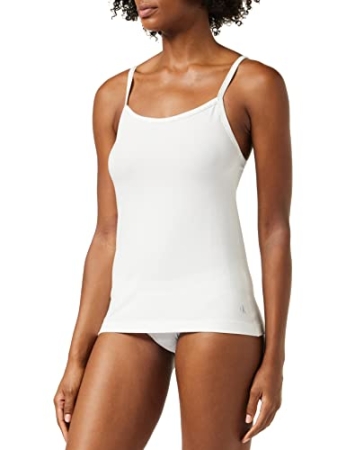 CALVIN KLEIN DONNA CANOTTIERA CON SPALLINE SOTTILI  IN  CONFEZIONE DA 2 ( BI-PACK) COLORE BIANCO-BIANCO INTIMO E PIGIAMI DONNA