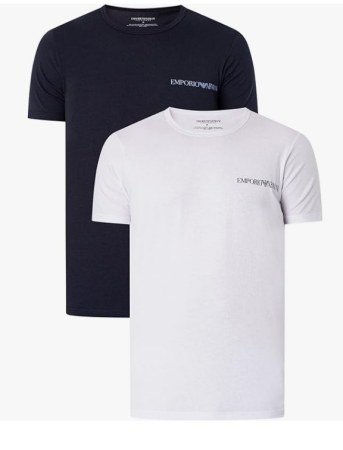 EMPORIO ARMANI T-SHIRT 2-PACK COLOR WHITE   AND BLUE CREW NECK AND SHORT SLEEVE INTIMO E PIGIAMI UOMO