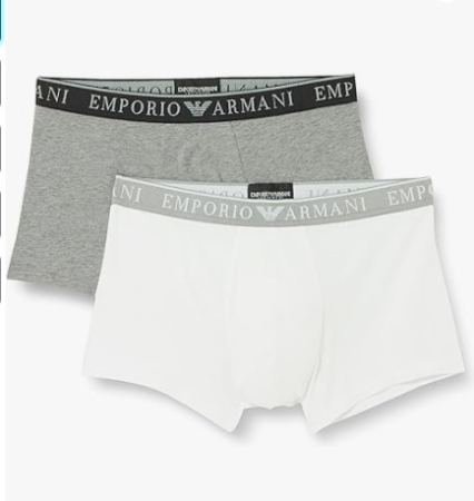 EMPORIO ARMANI BOXER 2-PACK COLOR WHITE   AND GRAY WITH LOGOED ELASTIC WAIST INTIMO E PIGIAMI UOMO