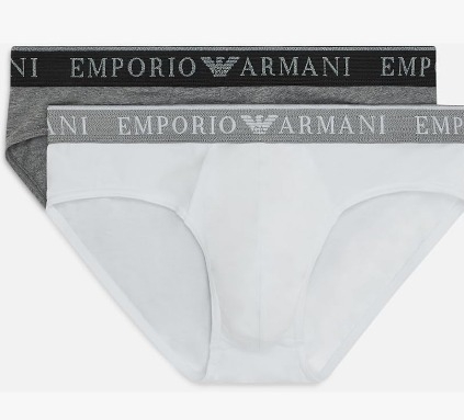 CALZÓN PARA HOMBRE EMPORIO ARMANI PACK DE 2 COLORES BLANCO Y GRIS CON CINTURA ELÁSTICA CON LOGO INTIMO E PIGIAMI UOMO