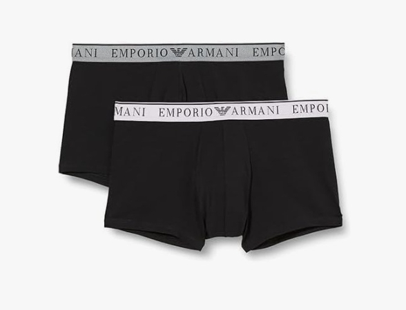 EMPORIO ARMANI MEN'S BOXER BI-PACK COLOR BLACK-BLACK WITH LOGO ON THE WAIST IN CONTRAST COLOR INTIMO E PIGIAMI UOMO