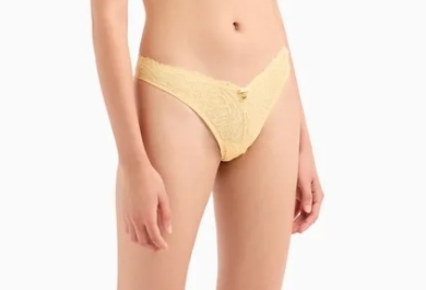 SLIP BRÉSILIEN POUR FEMME EMPORIO ARMANI EN DENTELLE JAUNE INTIMO E PIGIAMI DONNA