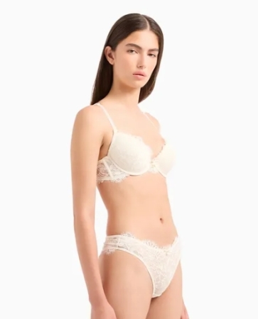 EMPORIO ARMANI SOUTIEN-GORGE PUSH UP EN DENTELLE DE MARIÉE POUR FEMMES COULEUR IVOIRE 