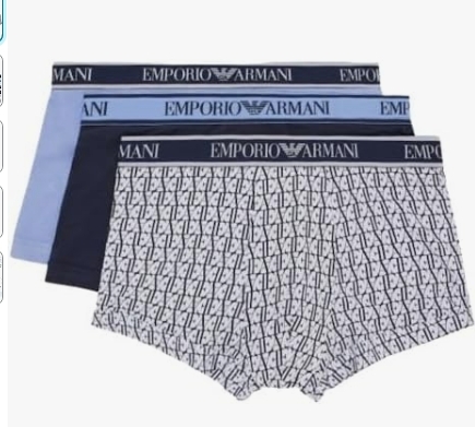 EMPORIO ARMANI UOMO BOXER TRI-PASCK COLORE AZZURRO, BIANCO, BLU INTIMO E PIGIAMI UOMO