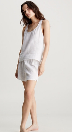 CALVIN KLEIN WOMEN'S SHORT UNDERWEAR COMPLETE PAJAMAS, WHITE COLOR INTIMO E PIGIAMI DONNA