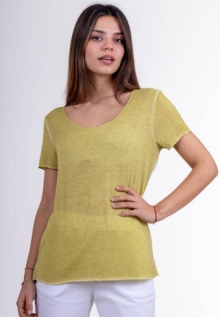 KARAKORUM WOMEN'S CARLITA LIME SHORT SLEEVE SWEATER ABBIGLIAMENTO DONNA