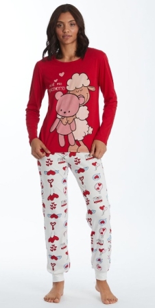 HAPPY PEOPLE DAMEN-LANGARM-PYJAMAS „VALENTINE'S DAY“ MIT RUNDHALS INTIMO E PIGIAMI DONNA