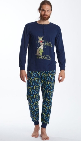 PYJAMA HOMME HAPPY PEOPLE AVEC MANCHES ET PANTALON LONG 