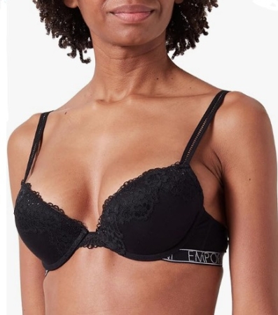 SUJETADOR PUSH UP PARA MUJER EMPORIO ARMANI EN ECO-VISCOSA COLOR NEGRO INTIMO E PIGIAMI DONNA