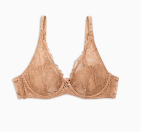 EMPORIO ARMANI Donna Reggiseno a vela imbottito in pizzo riciclato Eternal Lace ASV colore ecrù INTIMO E PIGIAMI DONNA