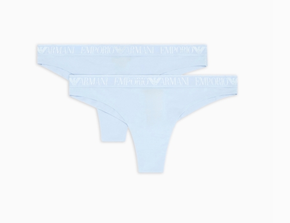EMPORIO ARMANI Donna Slip bi-pack 2 brasiliane in microfibra riciclata Iconic ASV colore azzurro INTIMO E PIGIAMI DONNA