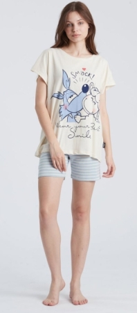 HAPPY PEOPLE PIGIAMI DONNA BEST SMILE MANICA E PANTALONE CORTI INTIMO E PIGIAMI DONNA