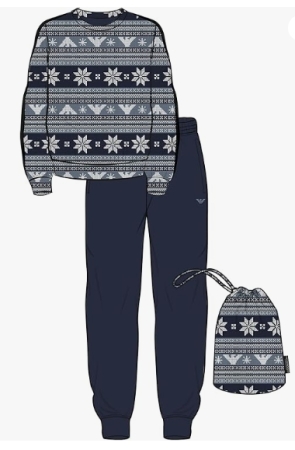 EMPORIO ARMANI UOMO Pigiama in jersey Holidays jacquard colore blu INTIMO E PIGIAMI UOMO