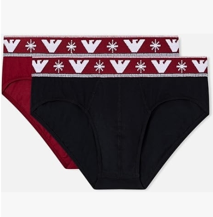 Emporio Armani Uomo slip bi-pack Holidays Jacquard colore nero e rosso. INTIMO E PIGIAMI UOMO