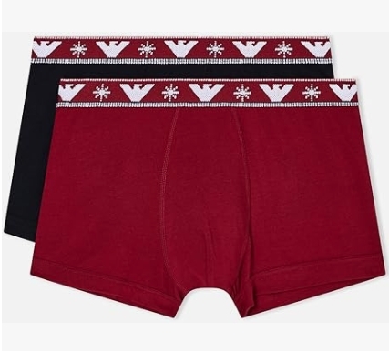 Emporio Armani Uomo boxer bi-pack Holidays Jacquard colore nero e rosso. INTIMO E PIGIAMI UOMO