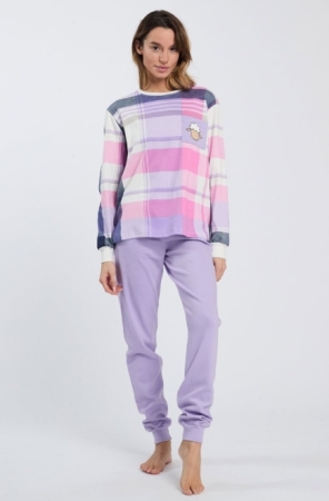 HAPPY PEOPLE DONNA Pigiama girocollo Buongiorno in morbido cotone colore lavanda INTIMO E PIGIAMI DONNA