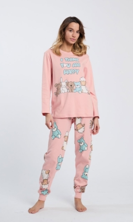 HAPPY PEOPLE DONNA Pigiama Happy Bear per notti di coccole e sogni avvolgenti 100% Cotone INTIMO E PIGIAMI DONNA